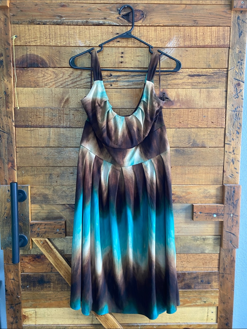 R&M Richards Brown and Teal Ombre Midi Dress